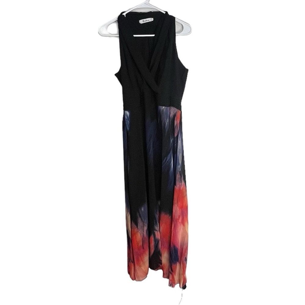 Sheer Maxi Black Flare Dress